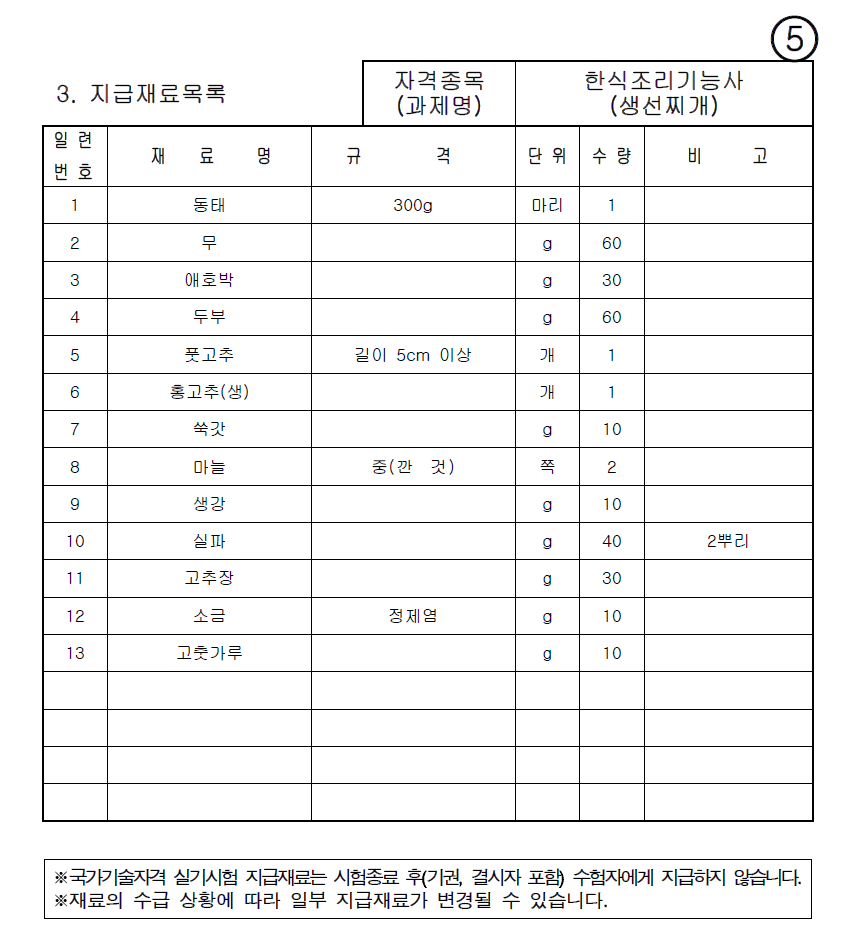 한식조리기능사 생선찌개