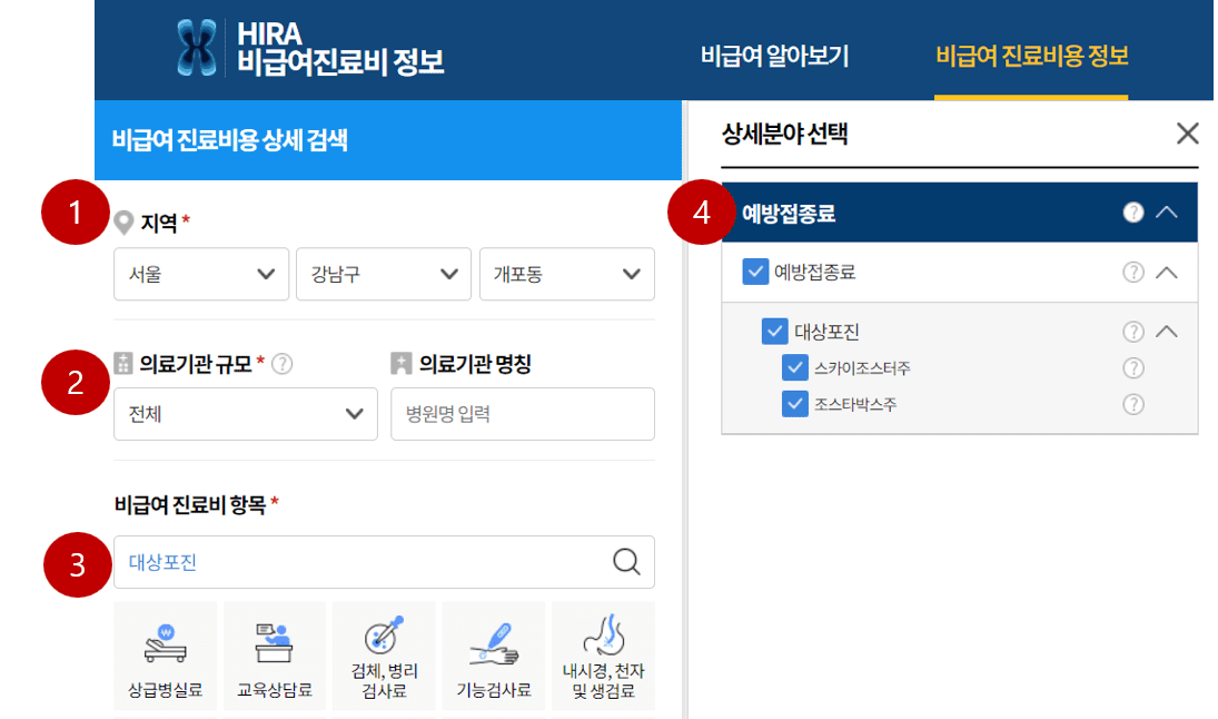 서울 강남구 개포동의 대상포진 비급여 진료비