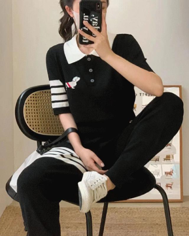 도그 카라 반팔 투피스 SET