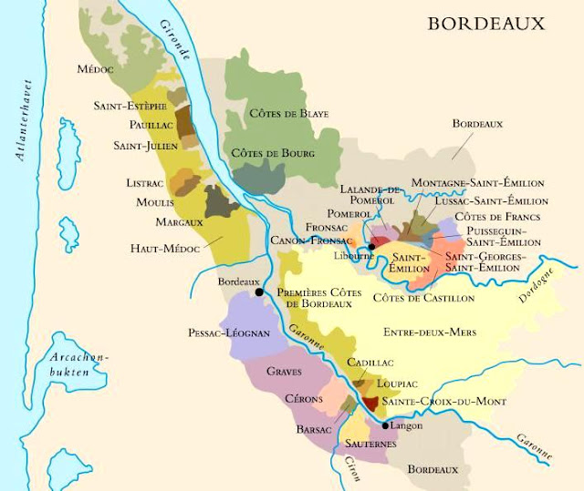 보르도 와인 생산지 지도