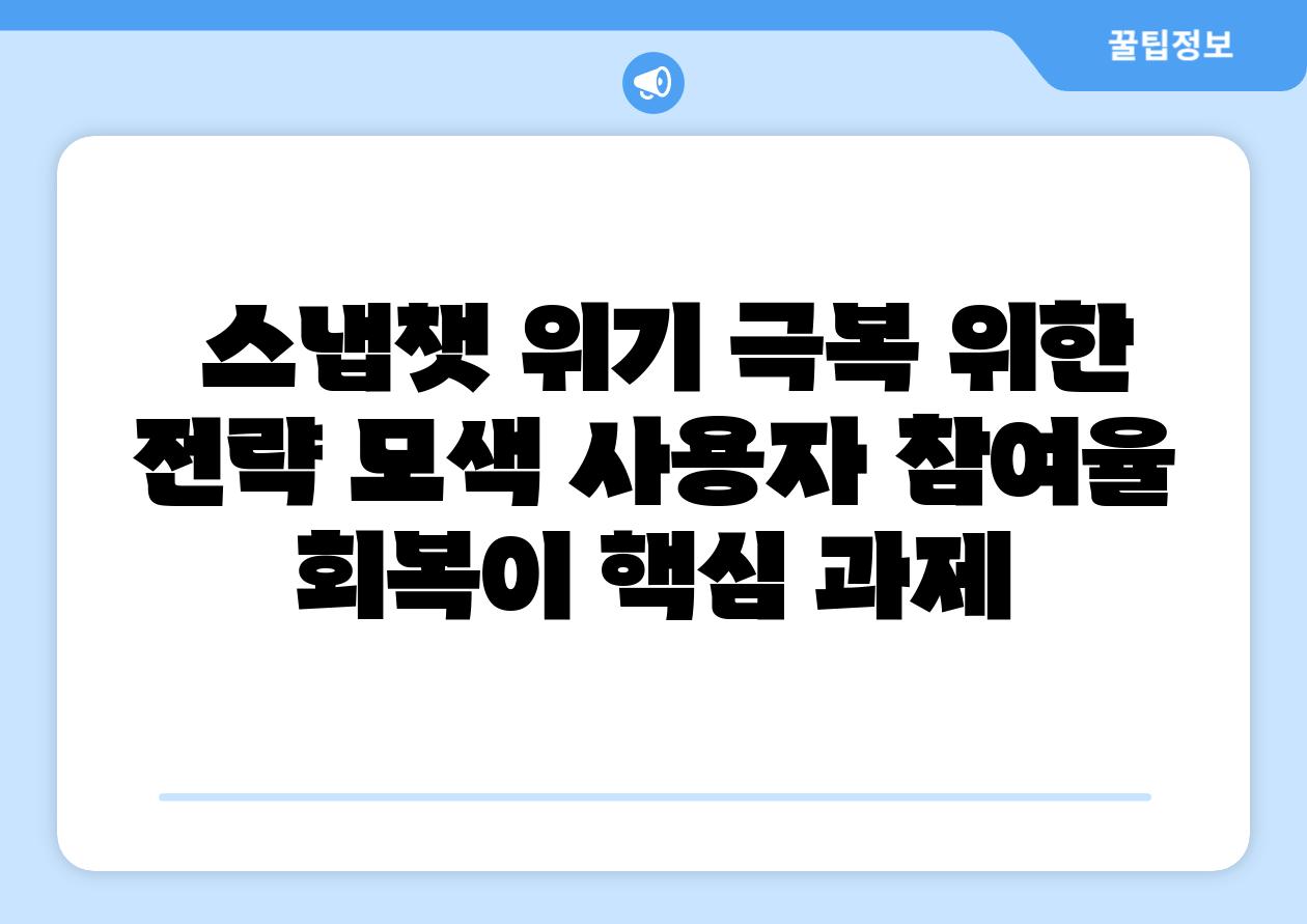  스냅챗 위기 극복 위한 전략 모색 사용자 참여율 회복이 핵심 과제