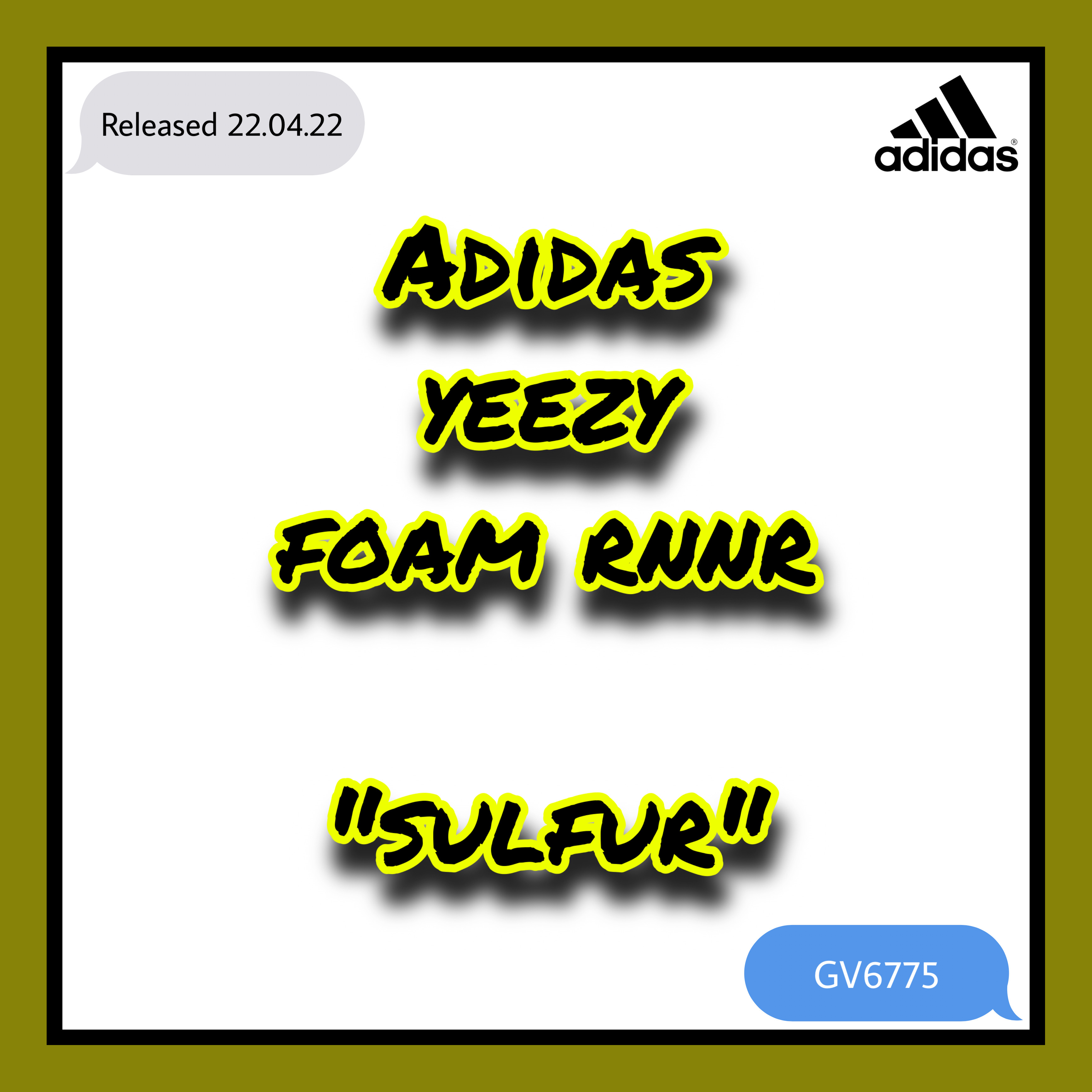  [해외응모] Adidas YEEZY Foam RNNR Sulfur (GV6775) - 아디다스 / 이지 / 폼 러너 / END Clothing / 해외 응모 / 해외 드로우 / 해외 당첨 / 아디다스 매니아