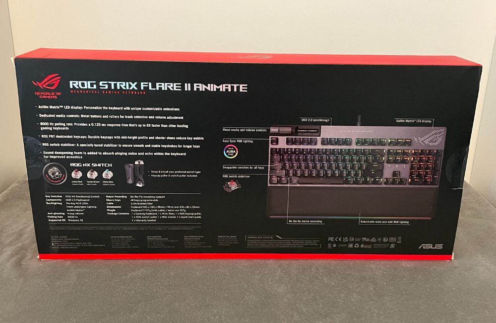 ASUS ROG Strix Flare II Animate 기계식 키보드 검토