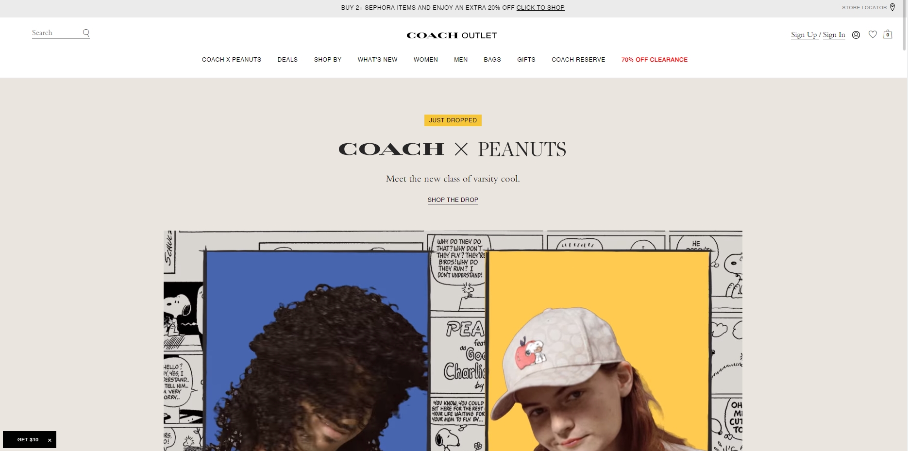  COACH outlet 코치아울렛 미국 공홈 클리어런스 70프로 세일 추가 20프로 할인 코치 X 스누피 COACH X PEANUTS 컬렉션 신상 할인
