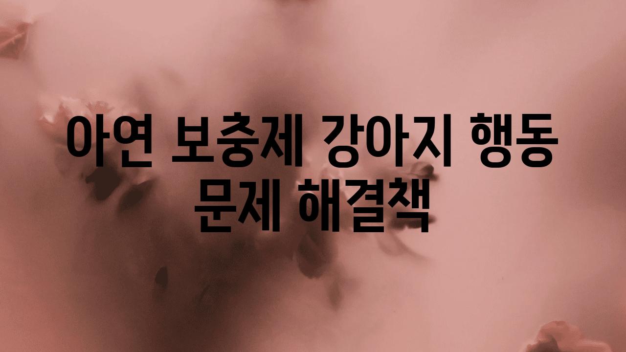 아연 보충제 강아지 행동 문제 해결책