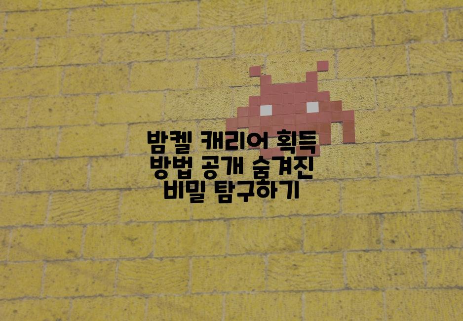 밤켈 캐리어 획득 방법 공개 숨겨진 비밀 탐구하기