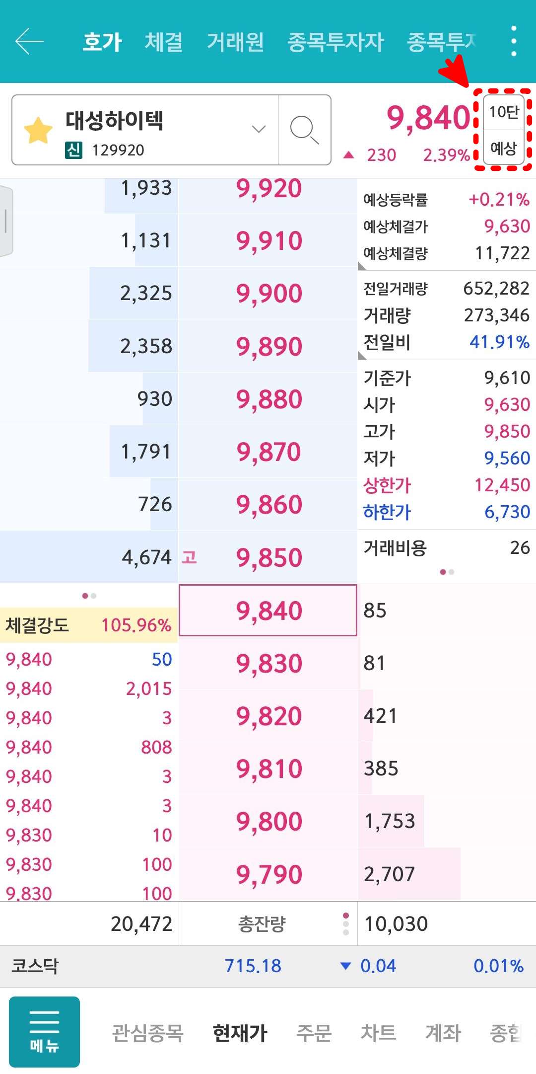 대성하이텍 호가창
