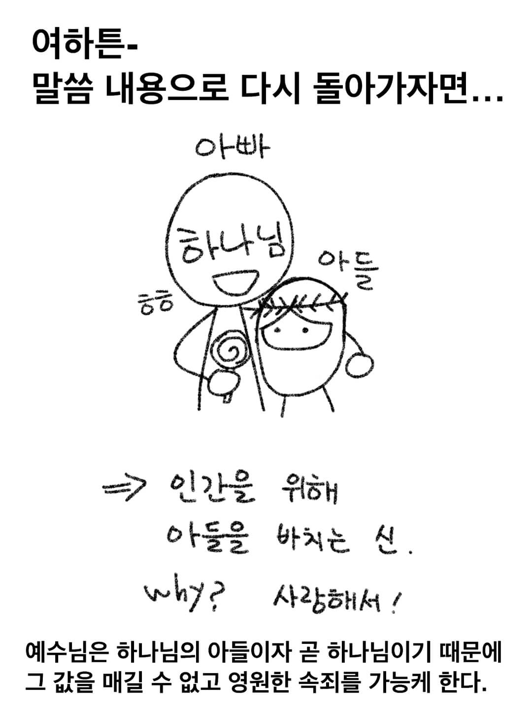 예수님은 하나님의 아들이자 곧 하나님이기 때문에 그 값을 매길 수 없고 영원한 속죄를 가능케 한다.