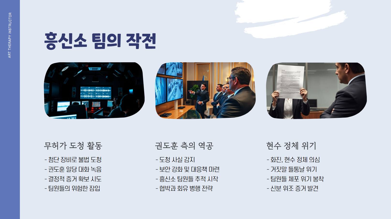 흥신소 팀의 작전 관련 사진