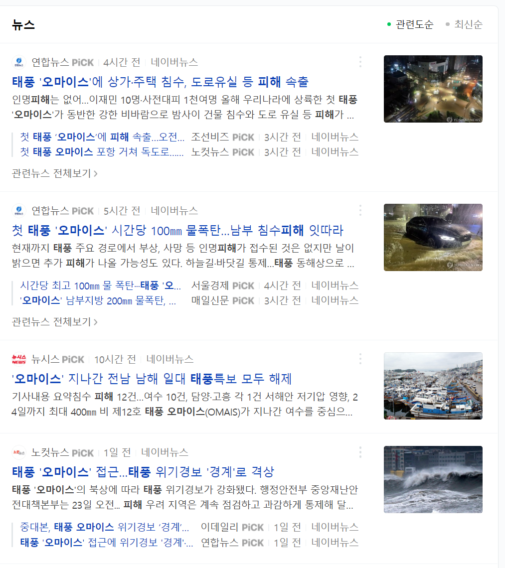  오마이스 태풍 피해