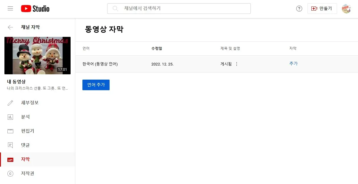 유튜브 다국어 자막 넣는 방법 이렇게 하면 됩니다. 사진 5