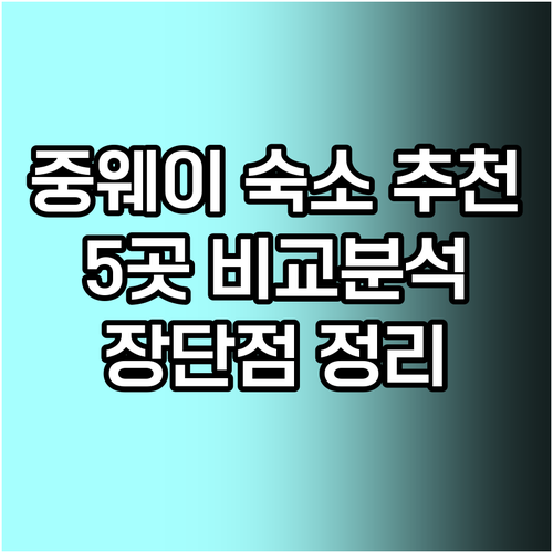 중웨이 숙소 고민 끝! 5곳의 특징과 장단점 비교 분석 중웨이 숙소 고민 끝! 5곳의 특징과