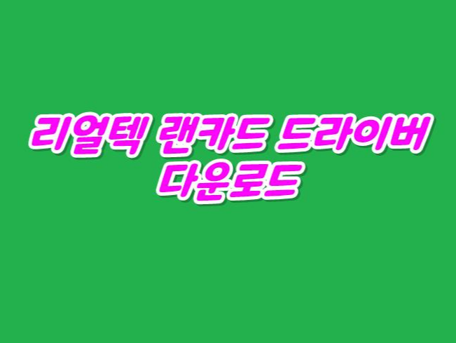  리얼텍 랜카드 드라이버 다운로드