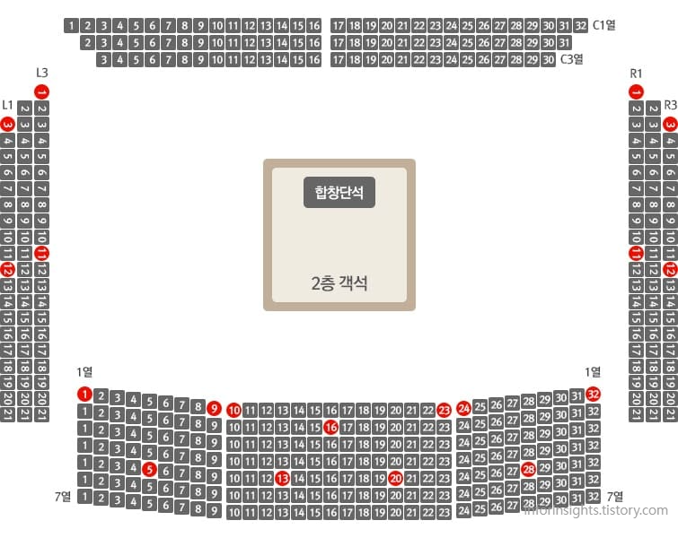 성남아트센터 콘서트홀 2층 좌석 배치도