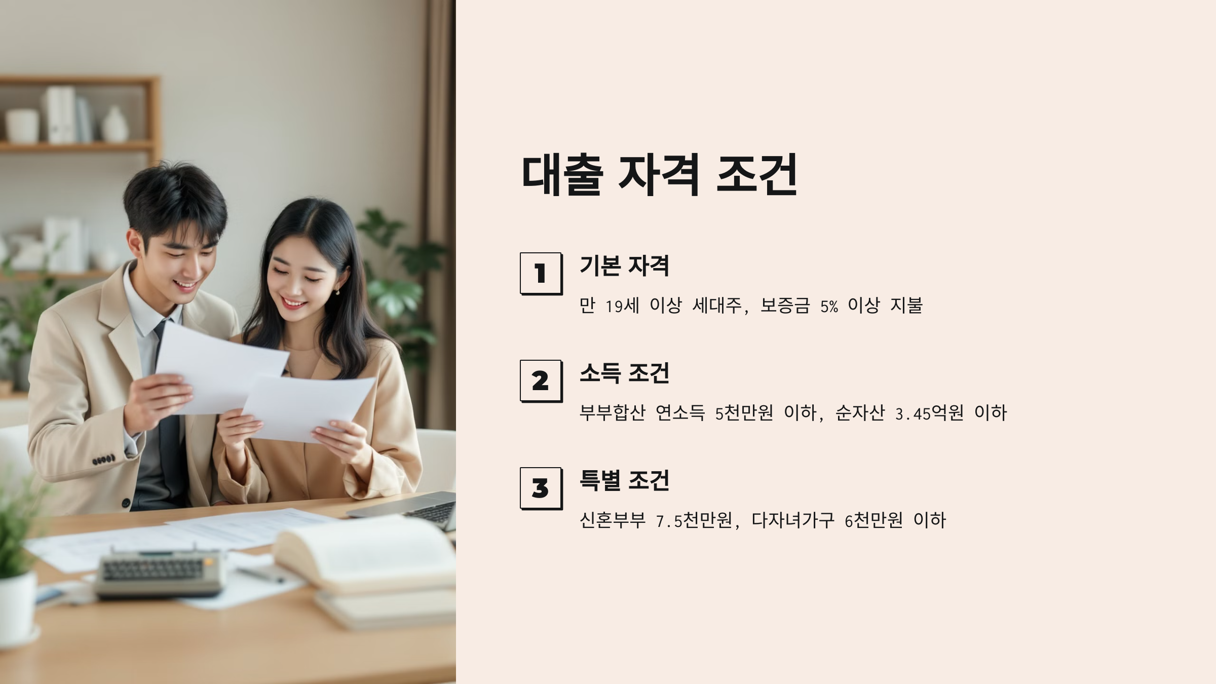대출 자격 확인하는 절차를 설명하는 PPT 이미지