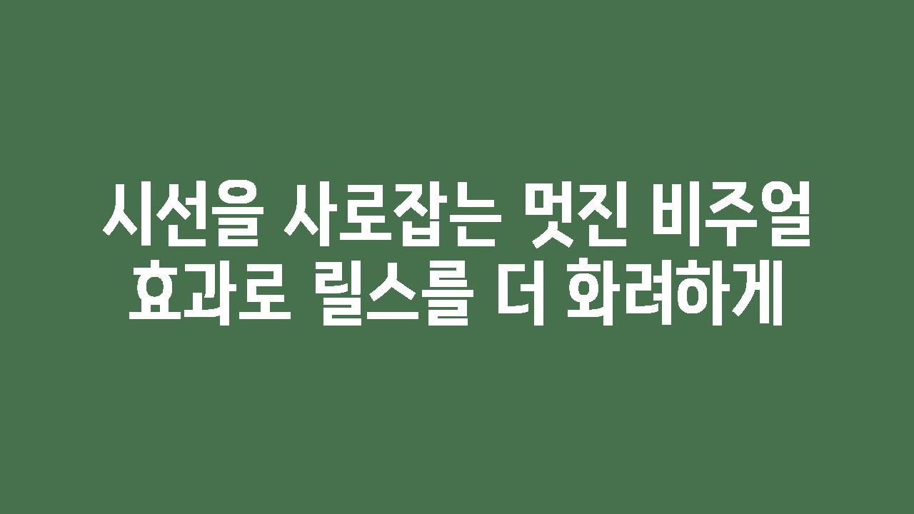 시선을 사로잡는 멋진 비주얼 효과로 릴스를 더 화려하게