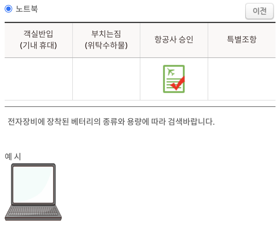 기내수화물 노트북