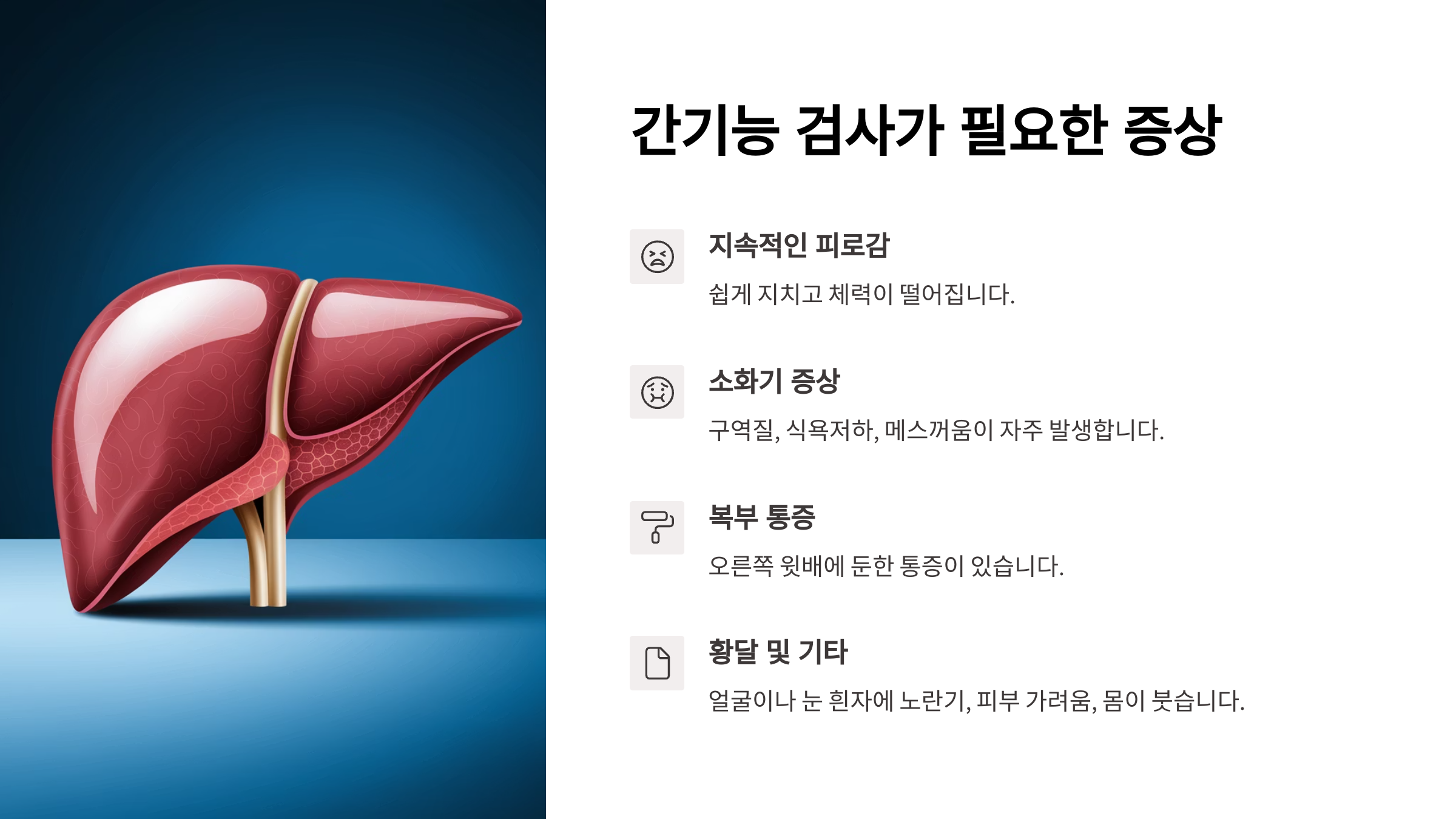 간기능 검사가 필요한 증상에 관한 설명