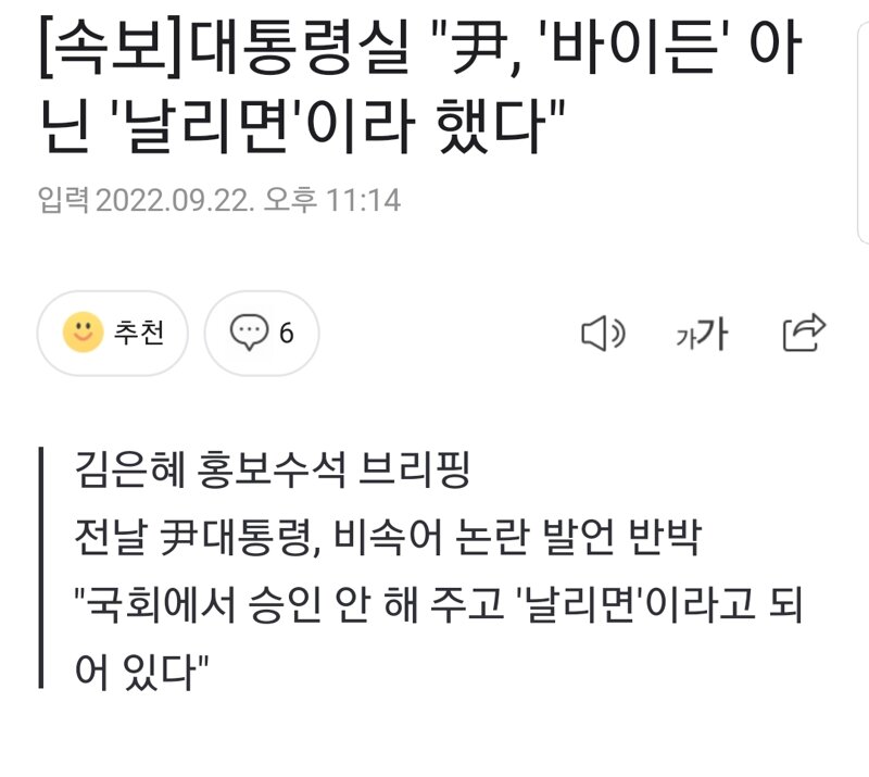  조 바이든 아님 '조 날리면' (미국 대통령 개명)