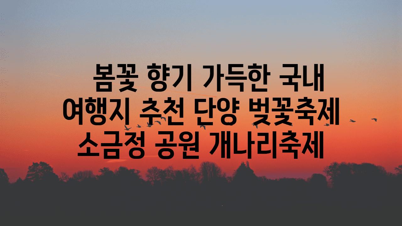   봄꽃 향기 가득한 국내 여행지 추천 단양 벚꽃축제  소금정 공원 개나리축제