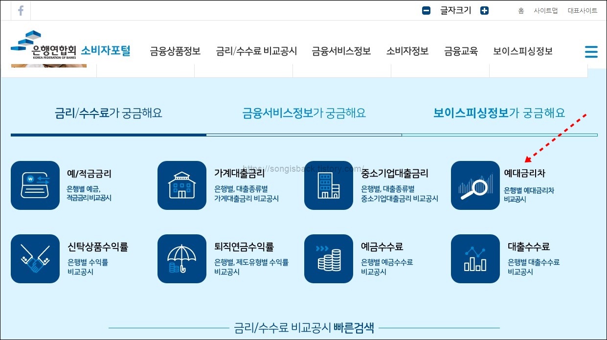 은행별 예대금리차 비교 방법