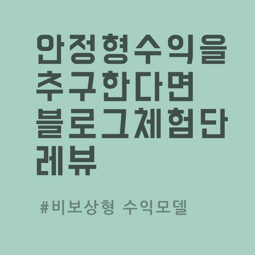  안정형 수익을 추구한다면, 블로그체험단 레뷰