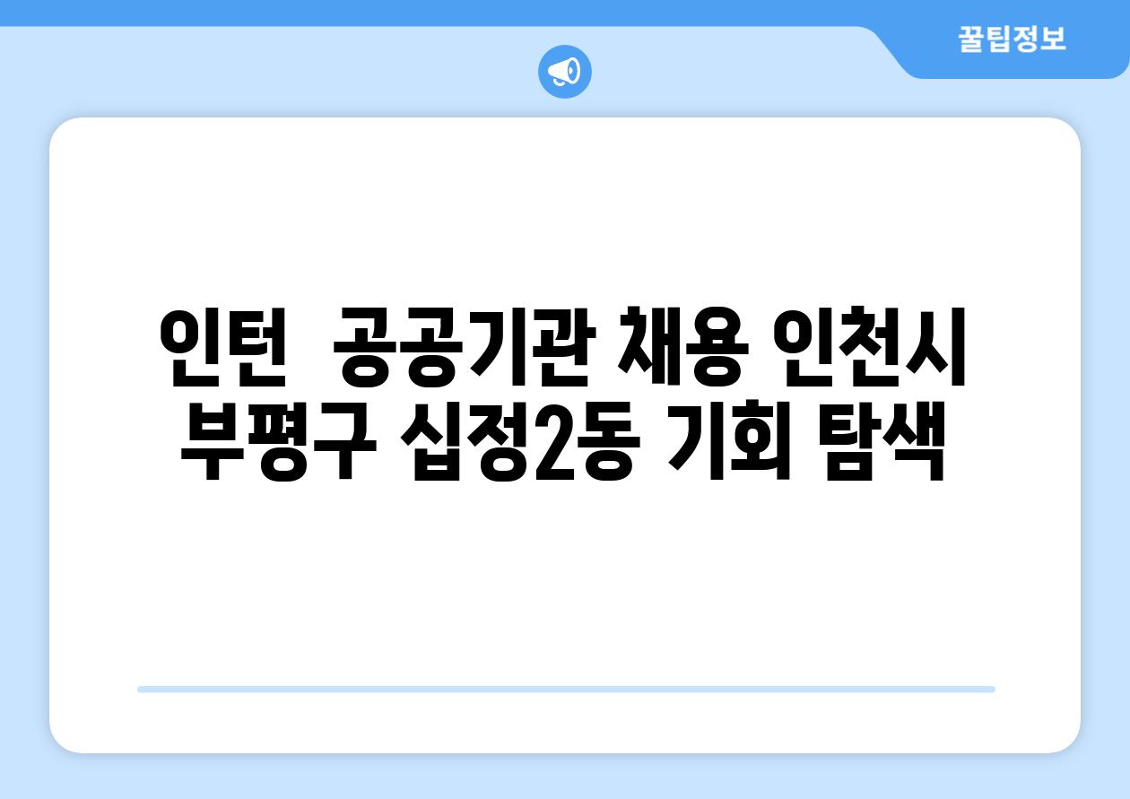 인턴  공공기관 채용 인천시 부평구 십정2동 기회 탐색