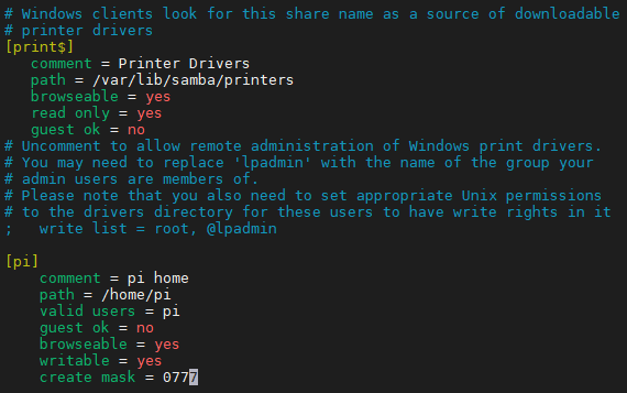 삼바 설정 파일 설정