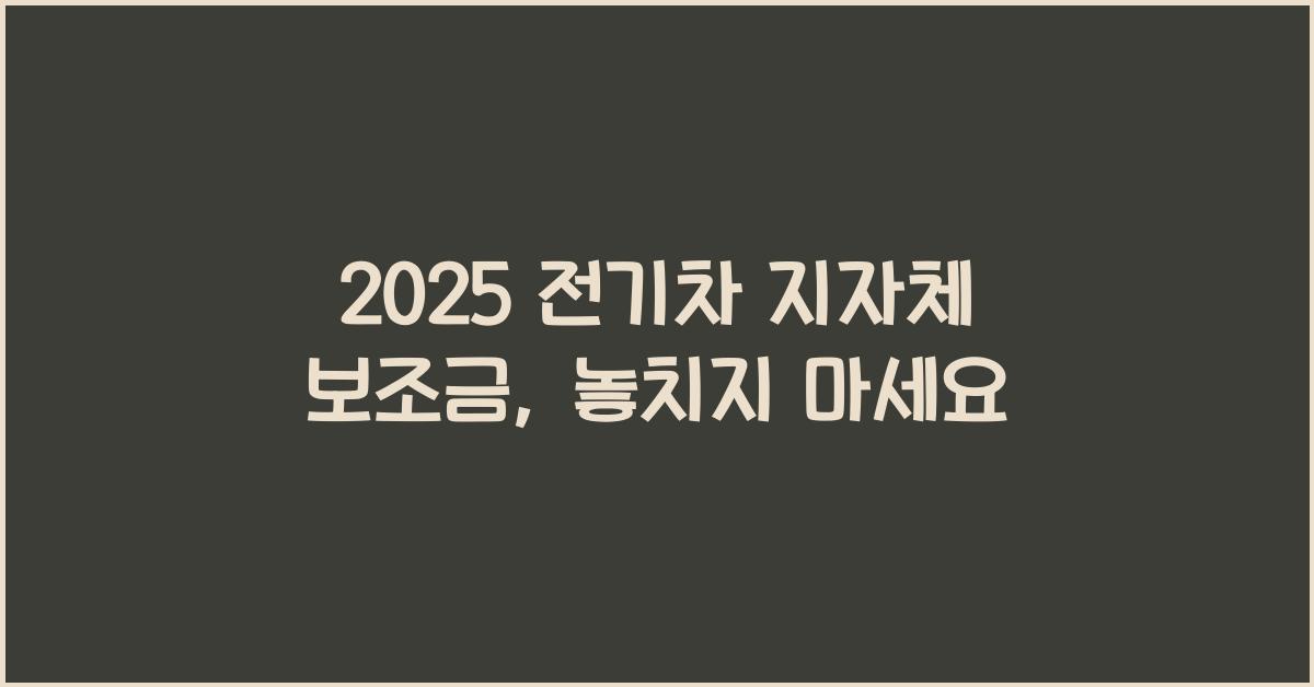2025 전기차 지자체 보조금