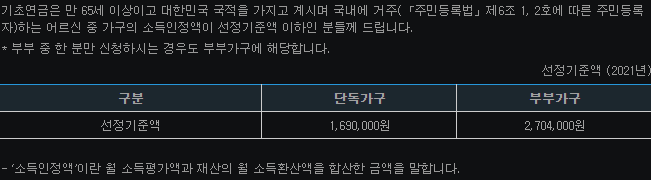 기초연금 수급자격 대상자 안내