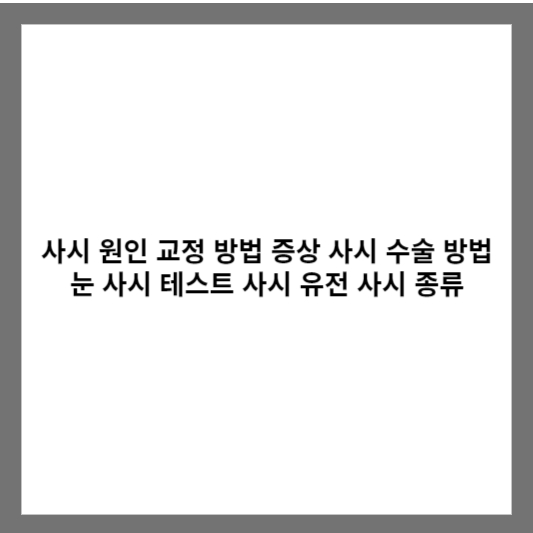 사시 원인 교정 방법 증상 사시 수술 방법 눈 사시 테스트 사시 유전 사시 종류