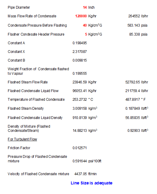 Condensate line 사이징 엑셀시트