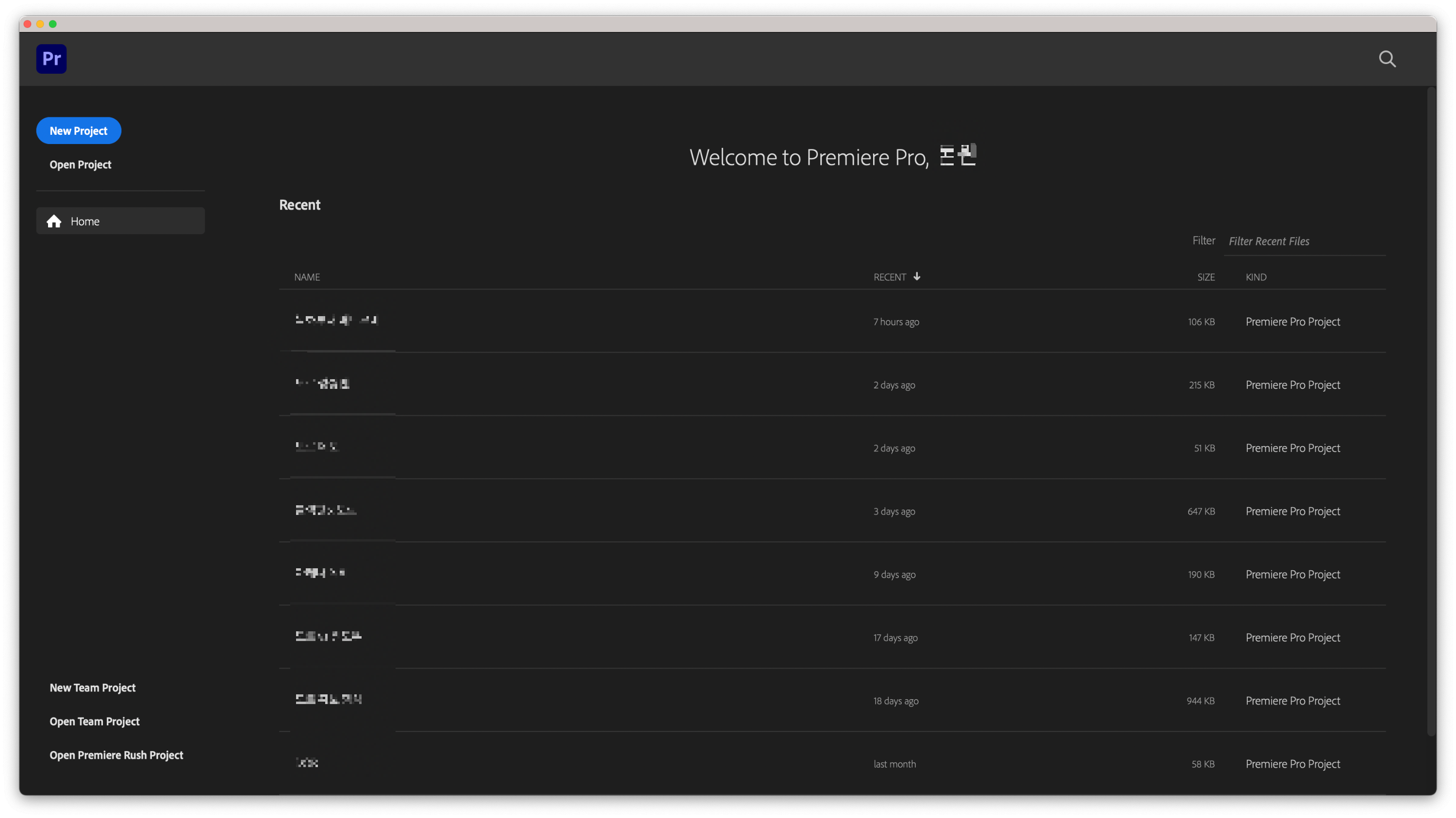 프리미어 프로 실행