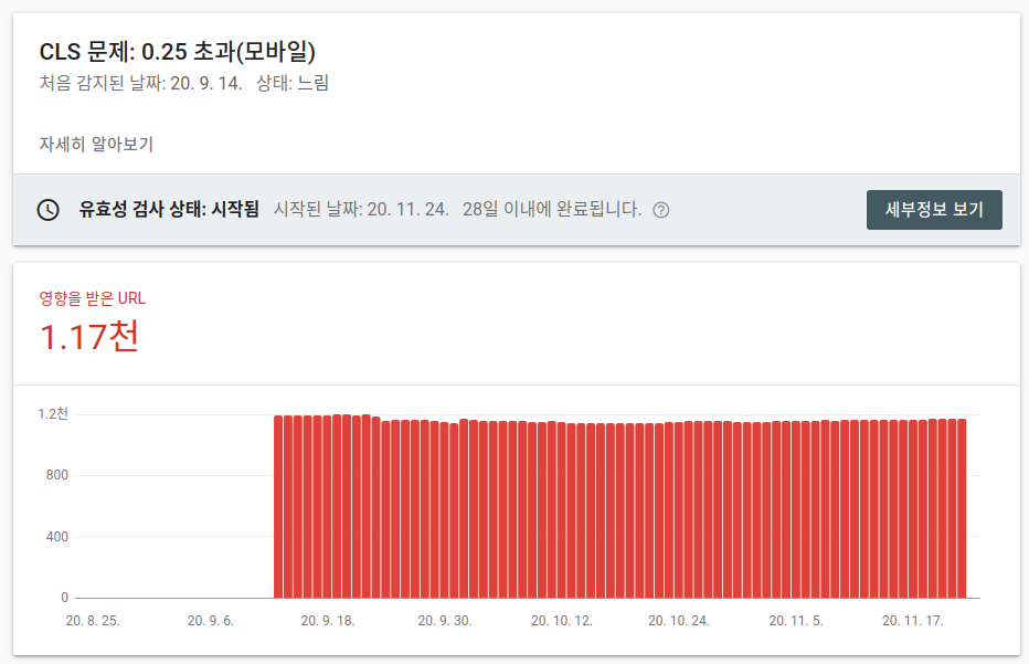 구글 서치콘솔 CLS 문제:0.25 초과 해결하는 방법