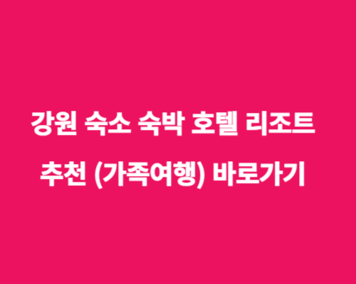 강원 정선 숙소 숙박 호텔 리조트(가성비 착한가격) 추천 Best2 (가족여행)