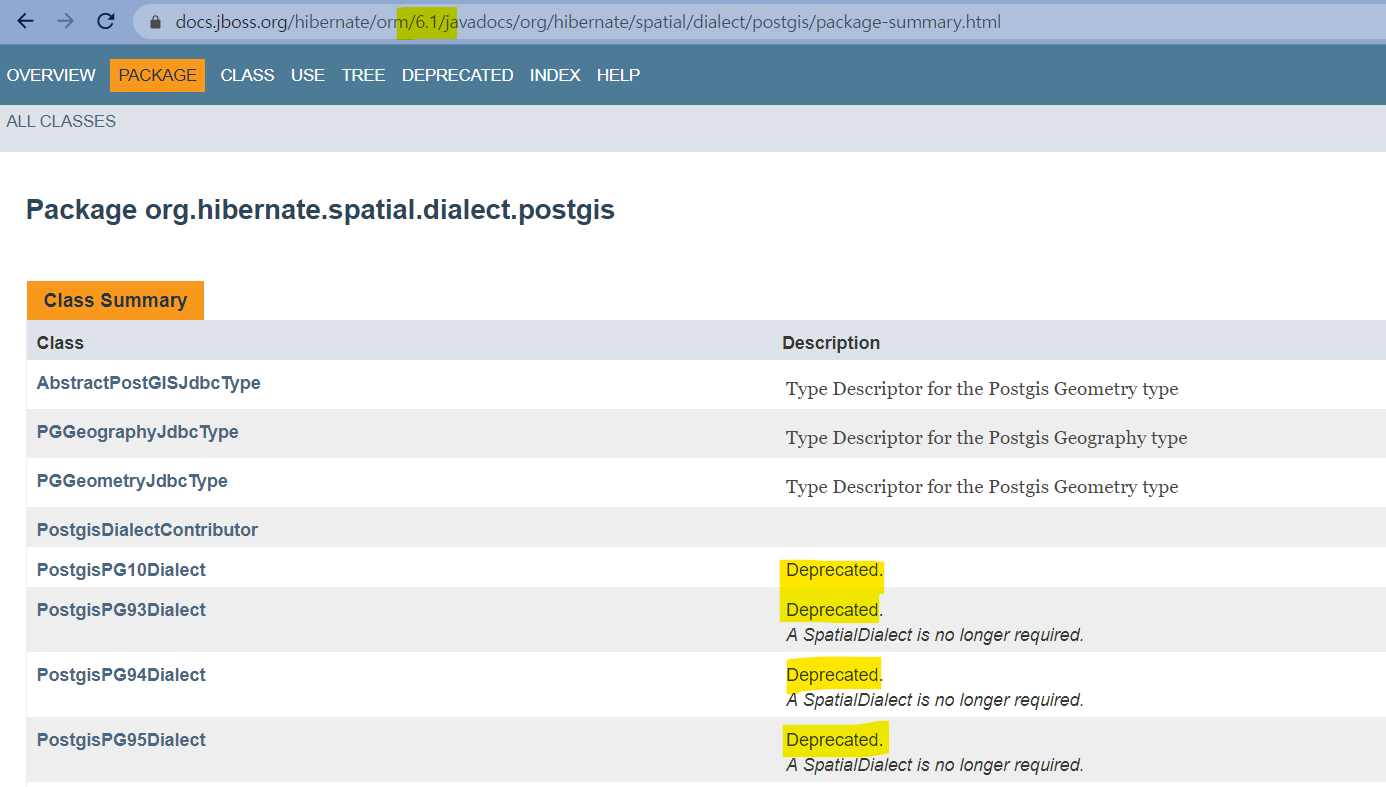 Hibernate Spatial spring.jpa.properties.hibernate.dialect deprecated