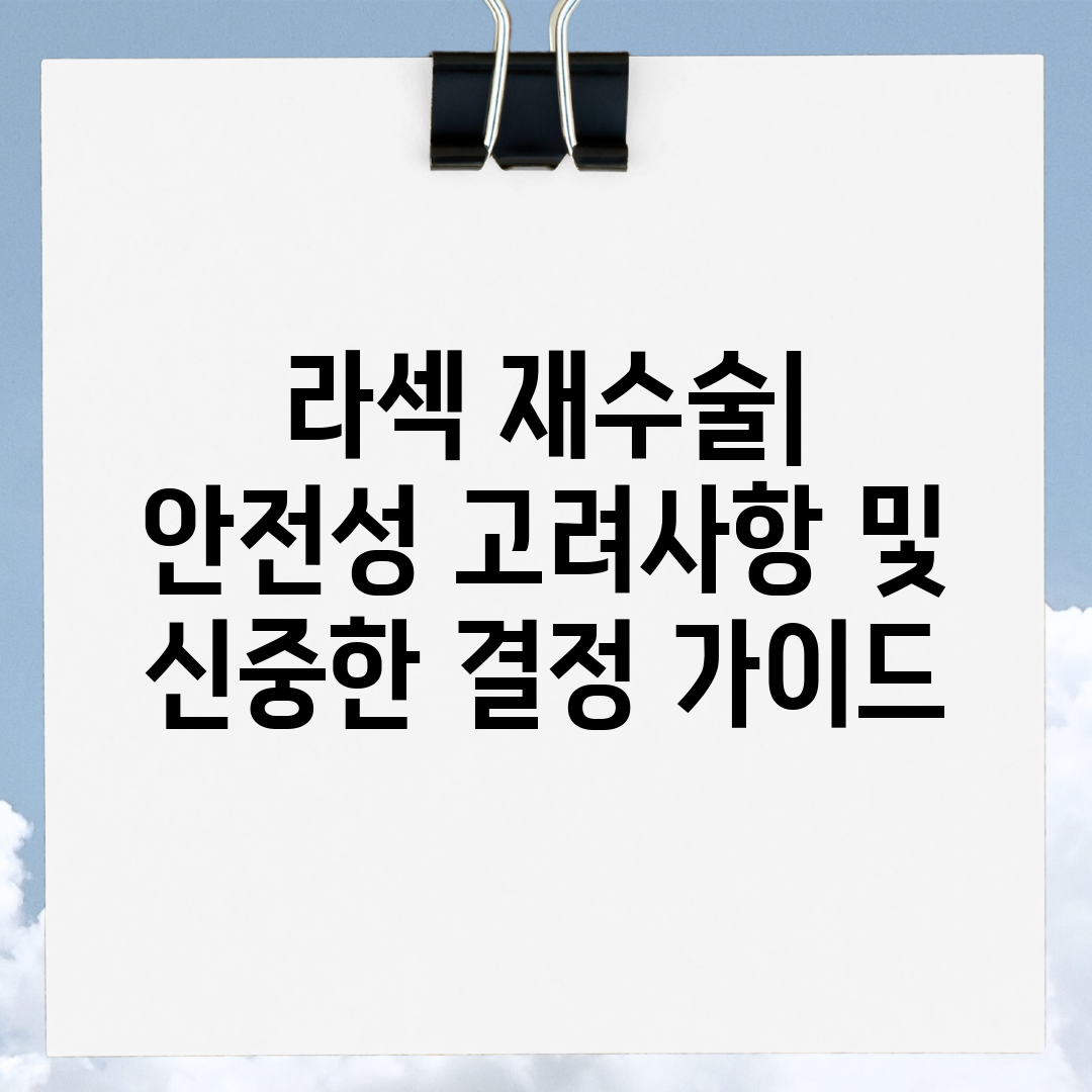 라섹 재수술 안전성 고려사항 및 신중한 결정 가이드