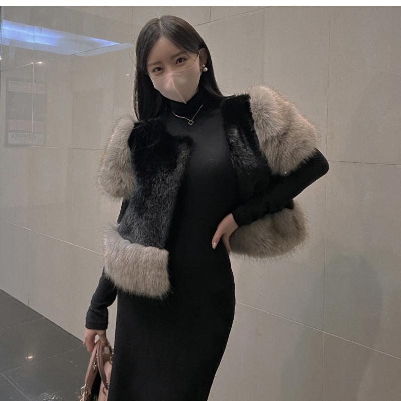 에떼르나 페이크 밍크 반팔 자켓 퍼조끼