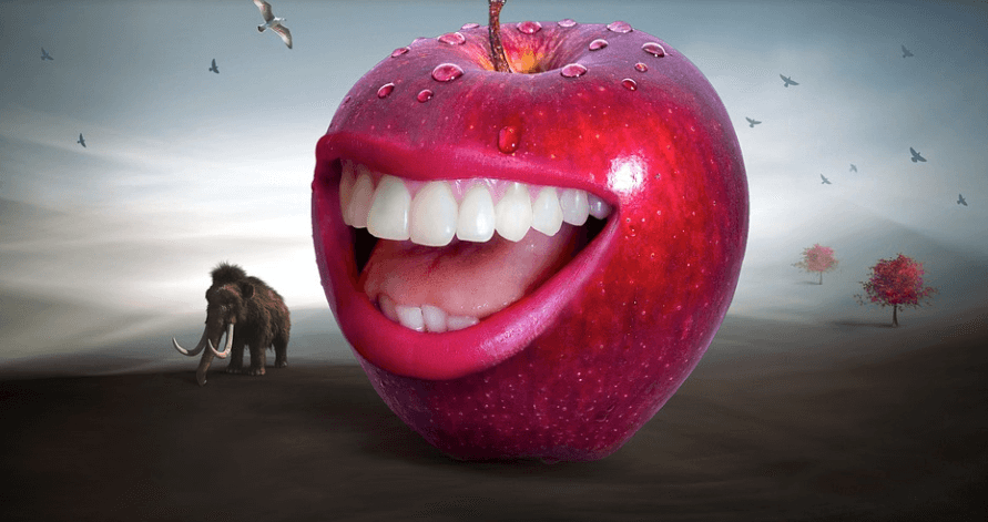 식욕억제 음식으로 도움이 되는 사과 한개가 놓여 있다