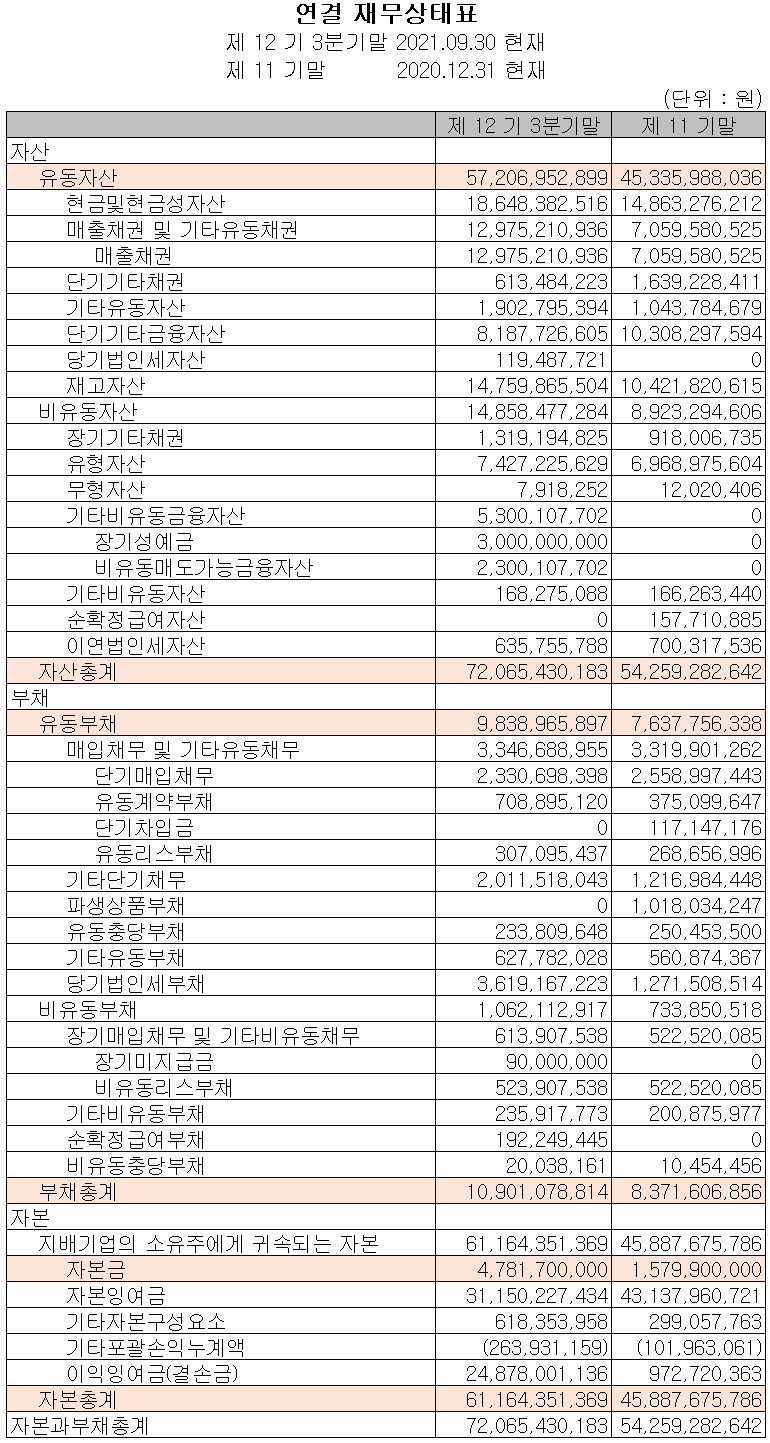 (주)넥스틴 재무상태표