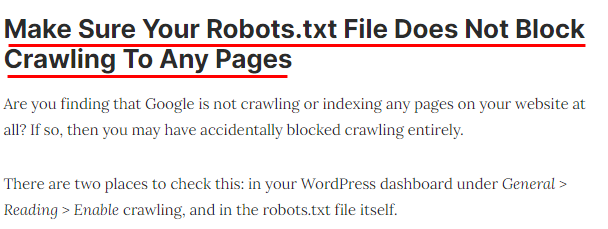 Robots.txt 파일이 페이지 크롤링을 차단하지 않는지 확인 이미지