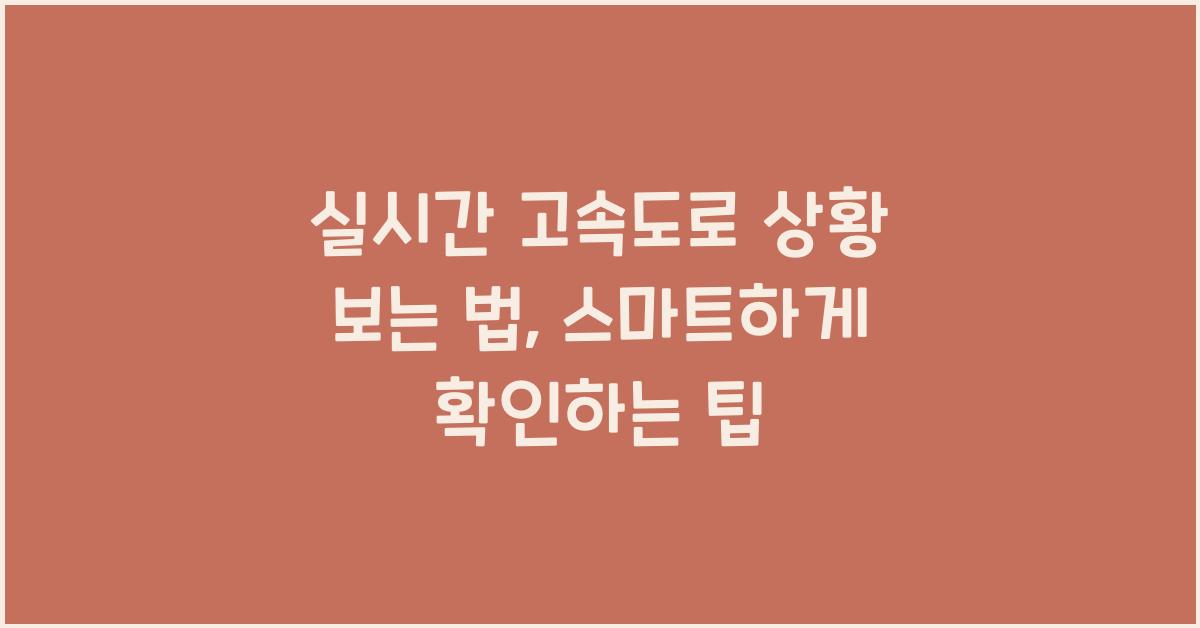 실시간 고속도로 상황 보는 법