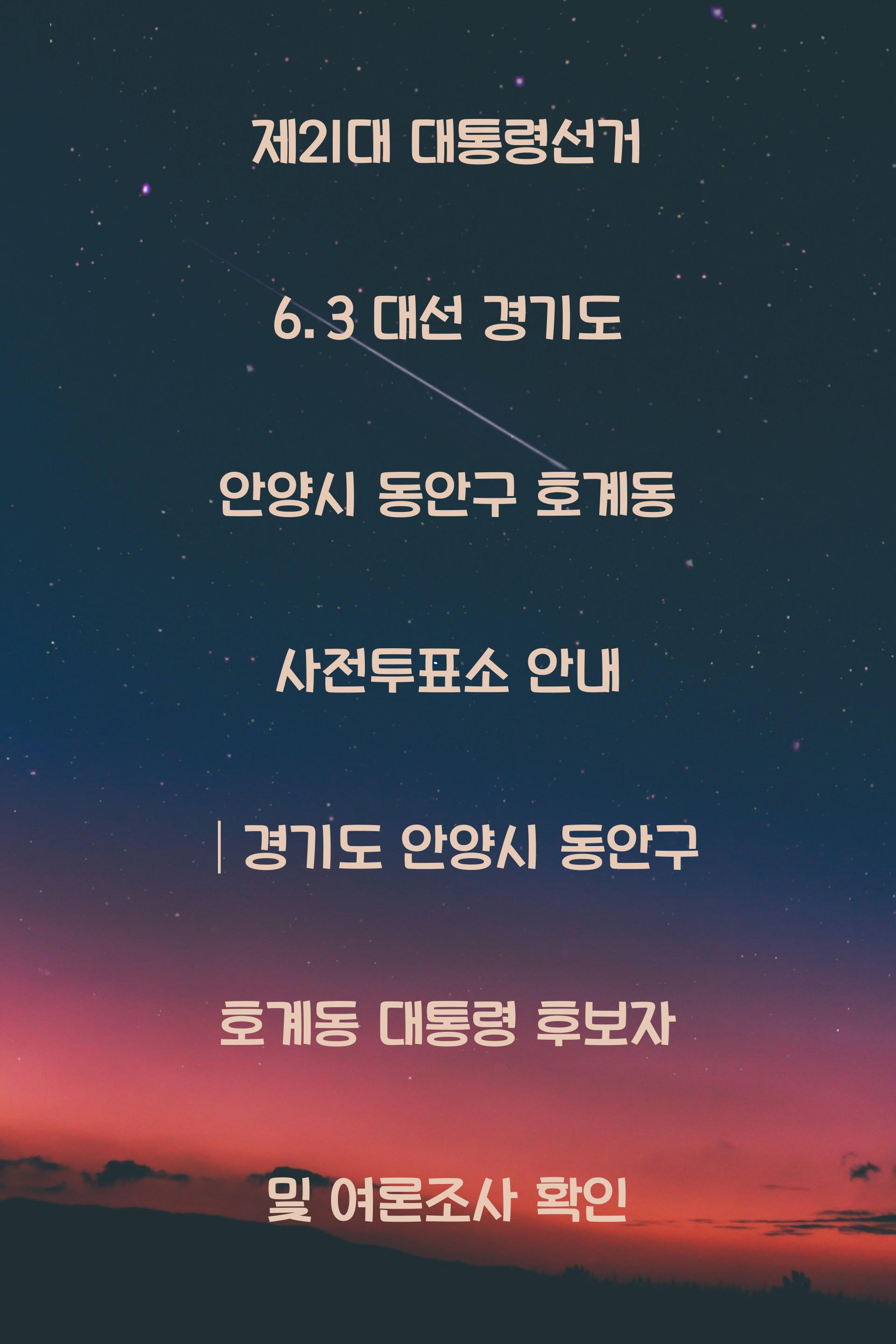 제21대 대통령선거 6.3 대선 경기도 안양시 동안구 호계동 사전투표소 안내 │경기도 안양시 동안구 호계동 대통령 후보자 및 여론조사 확인