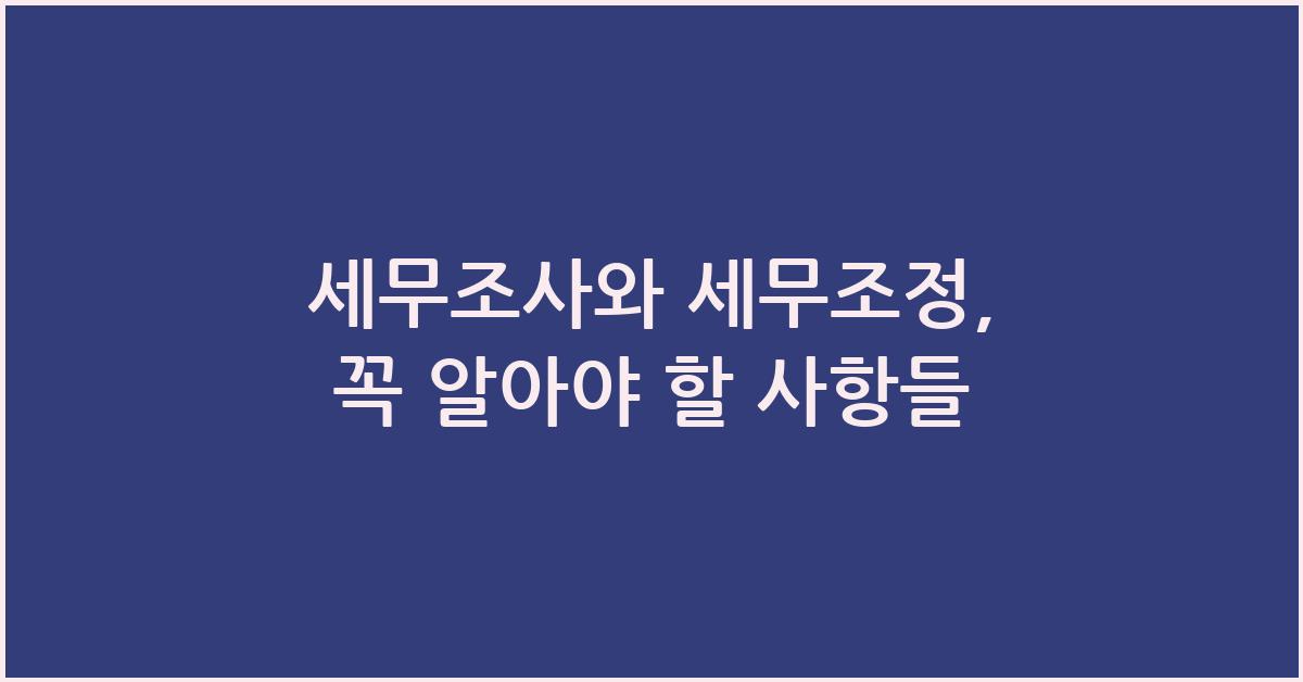 세무조사, 세무조정