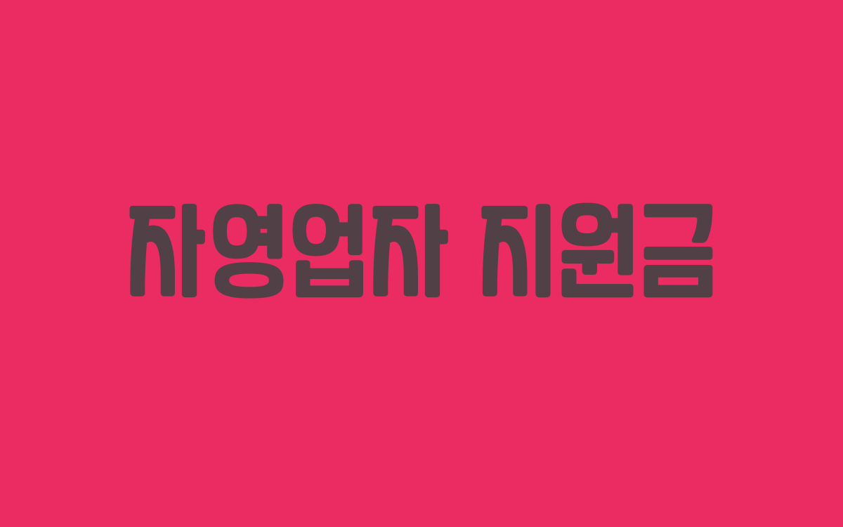  자영업자 지원금