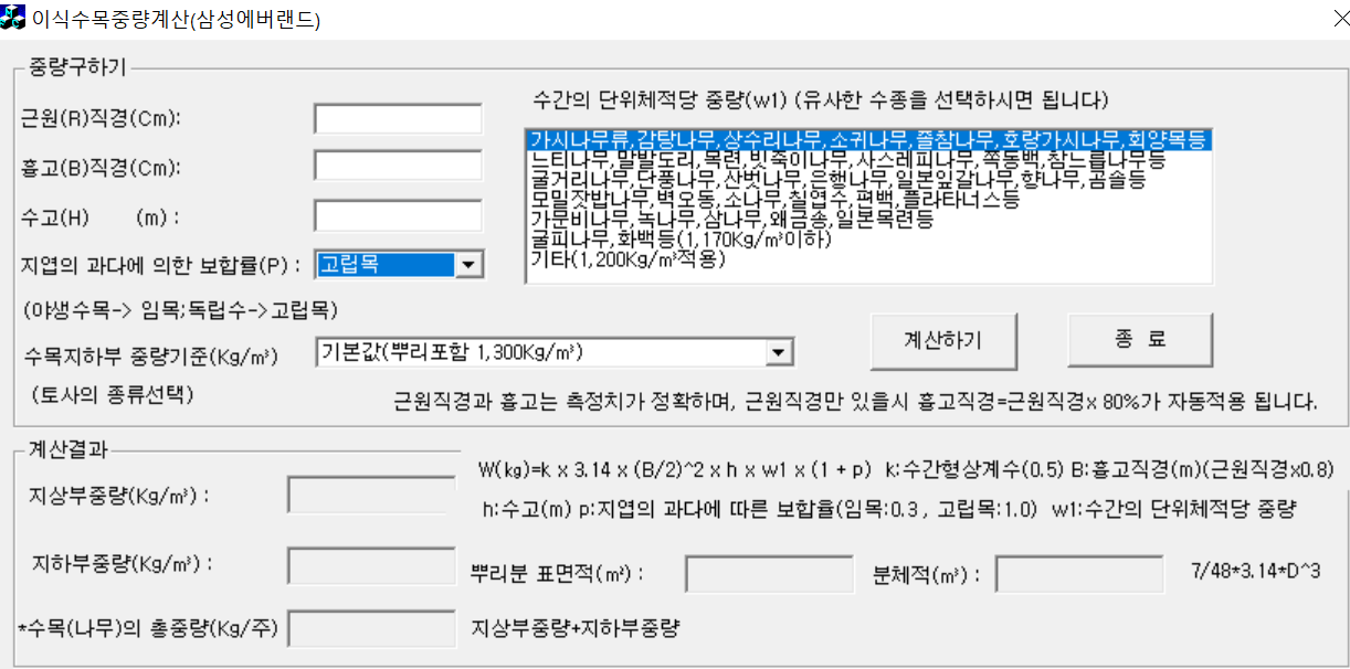 수목중량, 굴취자재
