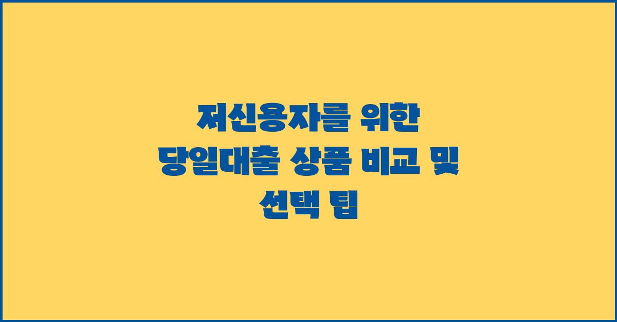 저신용자를 위한 당일대출 상품 비교