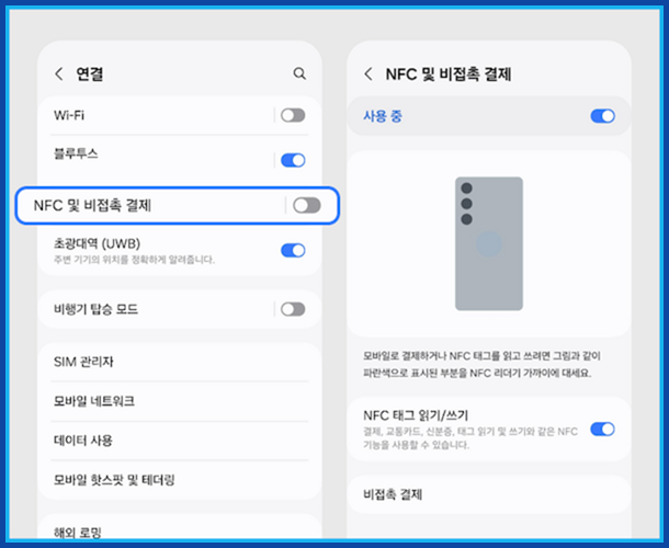 1단계: 스마트폰 NFC 기능 설정 확인