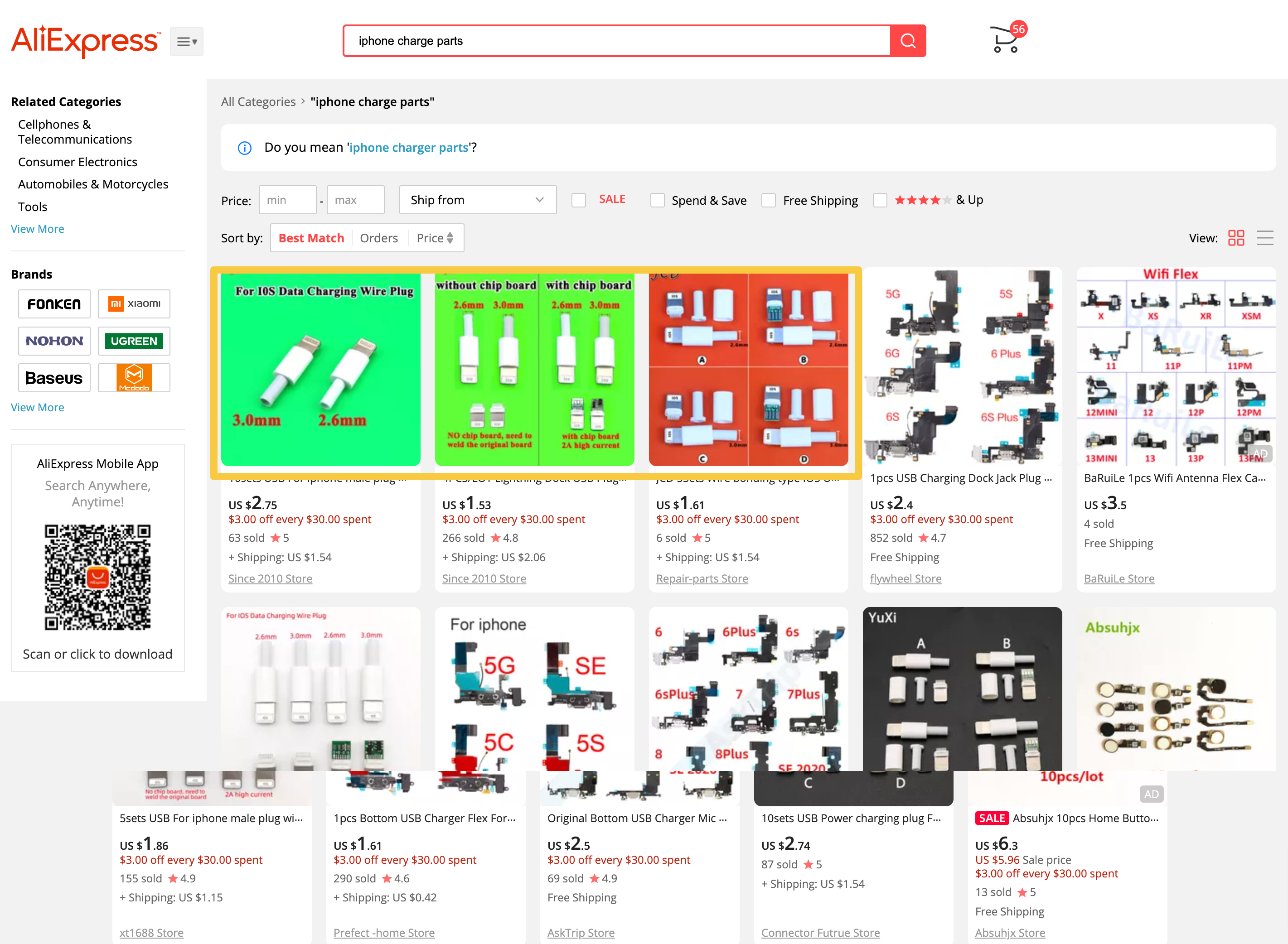 iphone charge parts 로 검색