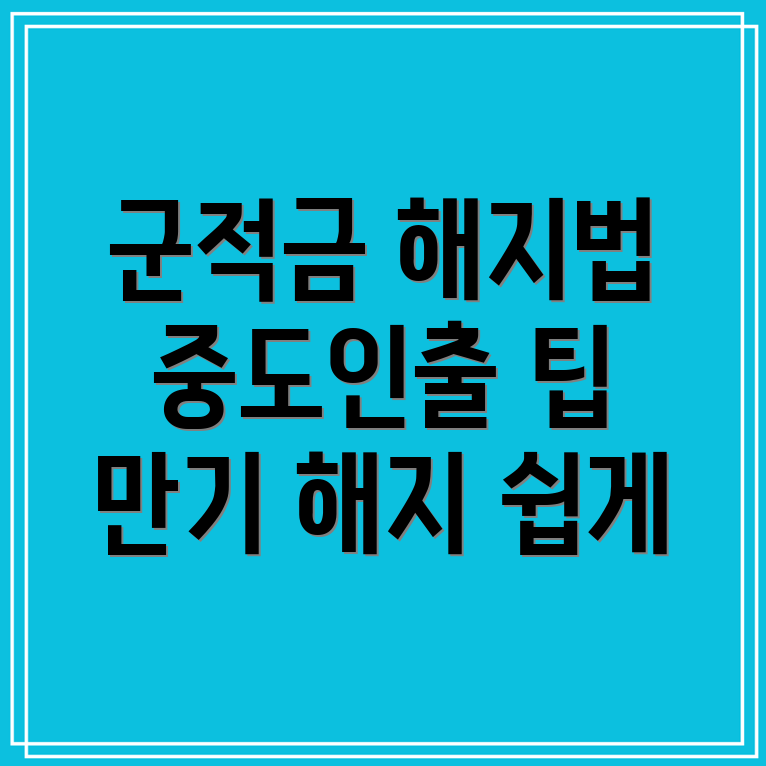 군적금 해지 방법 총정리! 중도인출부터 만기 해지까지